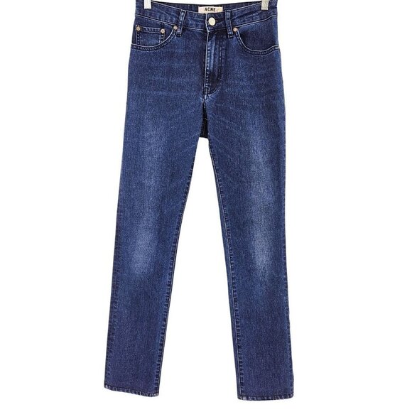 Acne Studios Needle Relax Skinny Jeans Dark Wash Women's 27 High Waisted Stretch - Picture 1 of 8